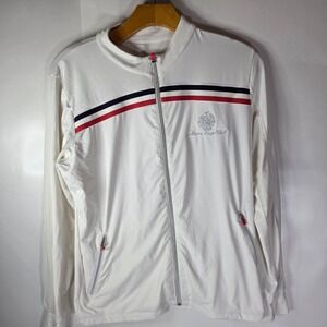 Sofibella Mar-A-Lago Club Womens Track Jacket M‎ White Trump Golf Full Zip Strip